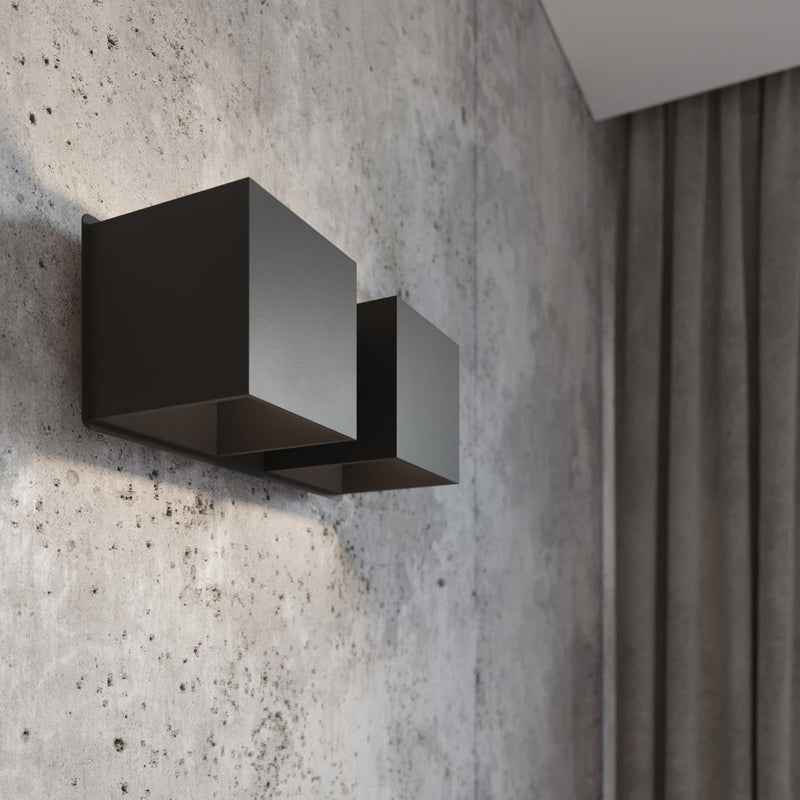 Wandleuchte Quad 2-Flammig Schwarz, E27, Modernes Design-Leuchtezauber