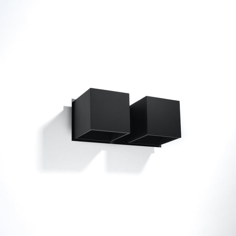 Wandleuchte Quad 2-Flammig Schwarz, E27, Modernes Design-Leuchtezauber