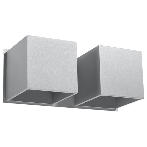 Wandleuchte Quad 2-Flammig Grau, E27, Led-Fähig, Modern-Leuchtezauber