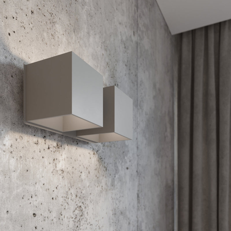 Wandleuchte Quad 2-Flammig Grau, E27, Led-Fähig, Modern-Leuchtezauber