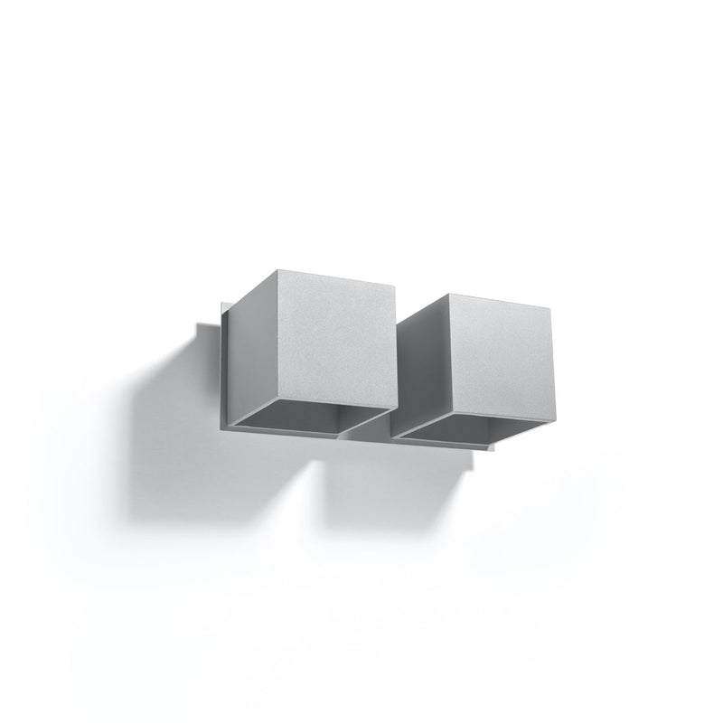 Wandleuchte Quad 2-Flammig Grau, E27, Led-Fähig, Modern-Leuchtezauber