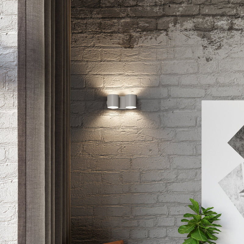 Wandleuchte Orbis 2-Flammig Grau, Gu10, Modernes Design-Leuchtezauber