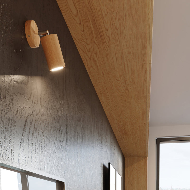 Wandleuchte Berg Naturholz, E27, Skandinavisches Design-Leuchtezauber