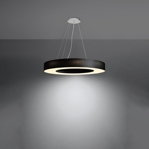 Kronleuchter Saturno Slim 70 Schwarz - Moderne LED Deckenlampe-Leuchtezauber