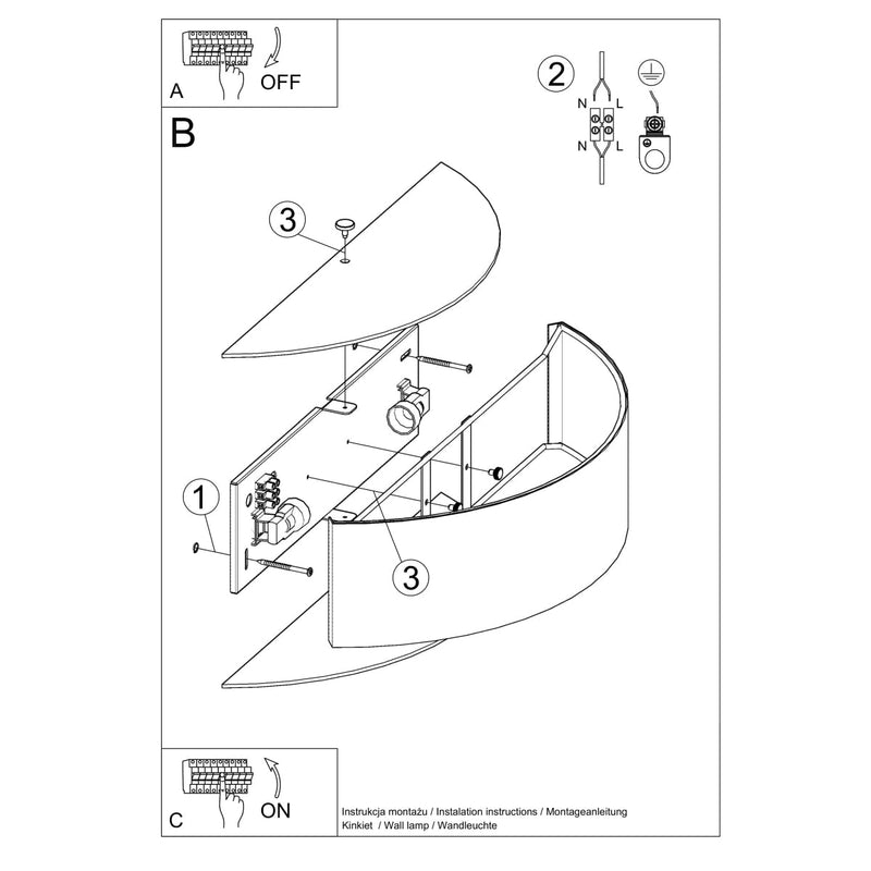 Wandleuchte Skala Weiß, Modernes Design, E27, Led-Kompatibel-Leuchtezauber