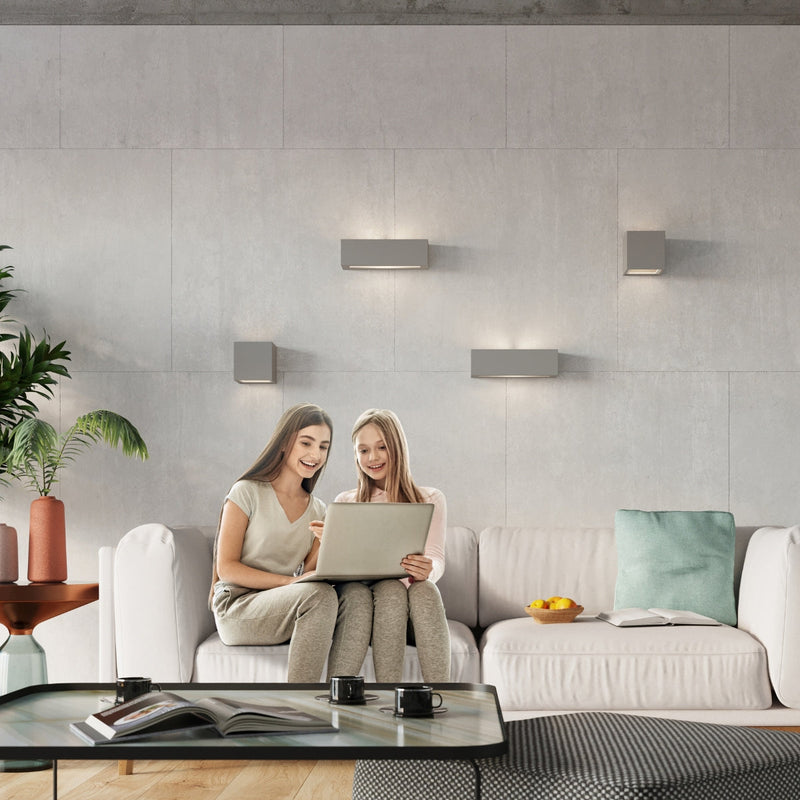 Keramik Wandleuchte Leo Grau, Modernes Design, E27 Fassung-Leuchtezauber
