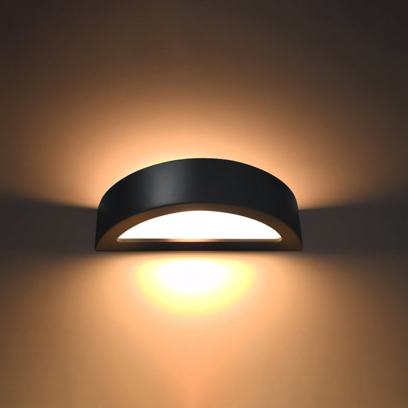 Moderne Keramik Wandleuchte Atena Schwarz, E27, Led-Leuchtezauber