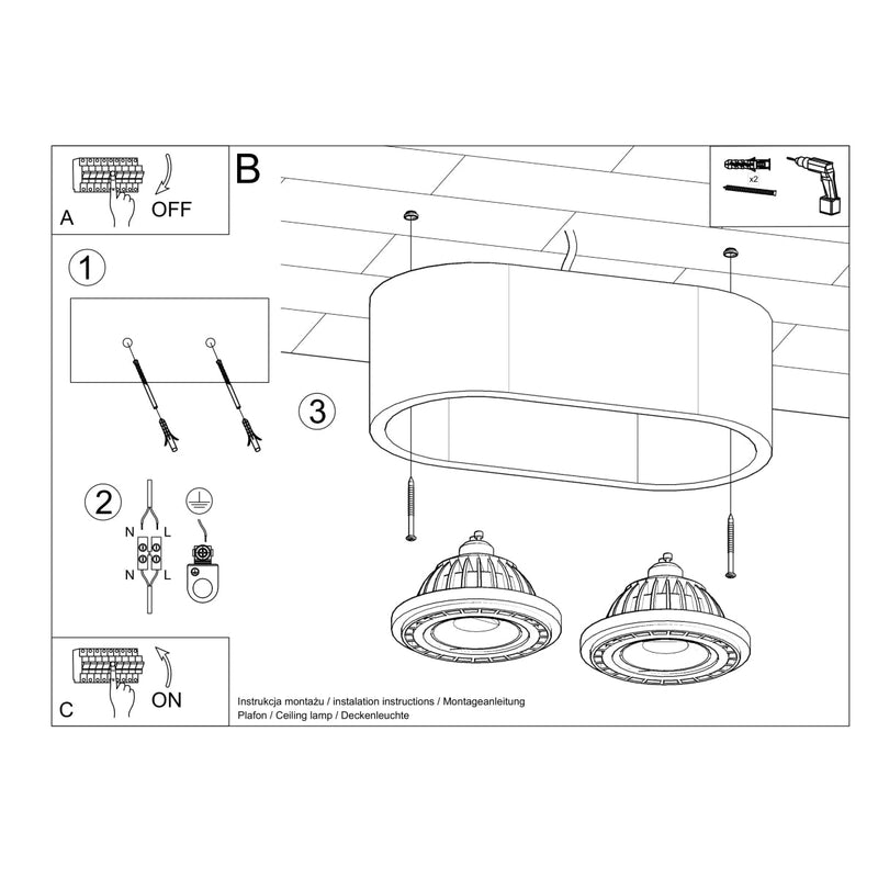 Deckenleuchte Basic 2 Beton Zweiflammige Betonlampe – Schlicht & Funktional-Leuchtezauber