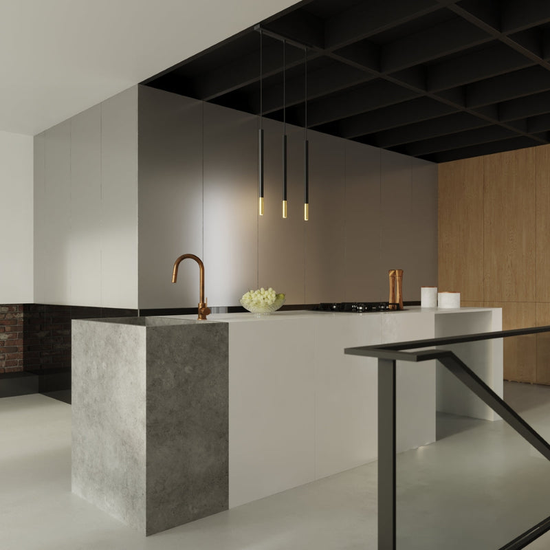 Hängeleuchte Mozaica 3L – Dreiflammige Pendelleuchte In Schwarz & Gold, Länglich-Leuchtezauber