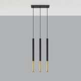 Hängeleuchte Mozaica 3L – Dreiflammige Pendelleuchte In Schwarz & Gold, Länglich-Leuchtezauber