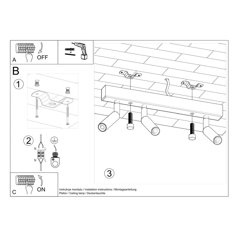 Deckenleuchte Eyetech 3 Schwarz 3-Flammige Deckenleuchte In Schwarz – Reduziert & Elegant-Leuchtezauber