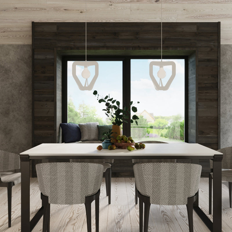 Hängeleuchte Tres – Dreiflammige Pendelleuchte In Weiß Mit Holzdetails-Leuchtezauber