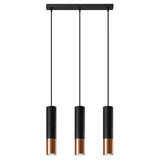 Hängeleuchte Loopez 3L – Dreiflammige Pendelleuchte In Schwarz & Kupfer, Länglich-Leuchtezauber