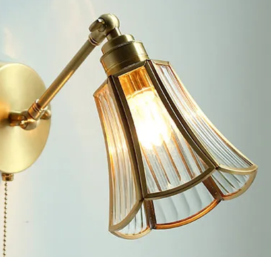 AuroraLux Nordic Wandleuchte – Moderne Kupfer-Wandleuchte mit Zugschalter & Glaskappe