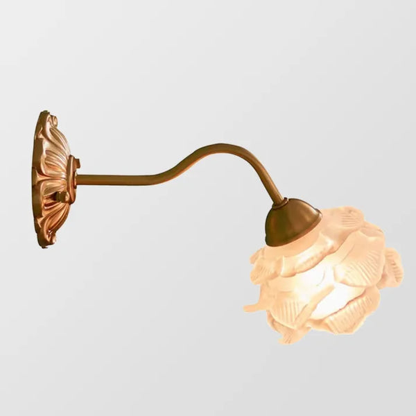 Vintage Kupfer-Blütenblatt-Glas-Wandlampe-Leuchtezauber