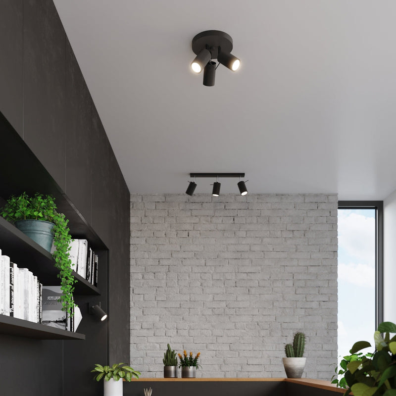 Deckenleuchte Ring 3P Schwarz Moderne Runde Deckenleuchte Mit 3 Spots – Schwarz Matt-Leuchtezauber