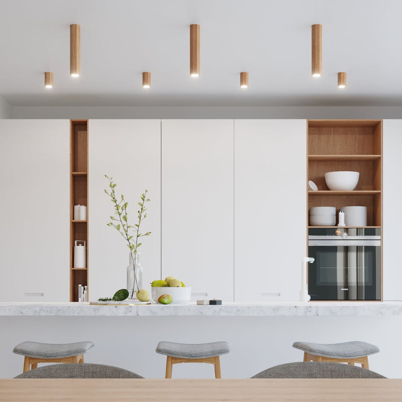 Deckenleuchte Zeke 3 Eiche Kompakte Holz-Deckenlampe Für Flur, Küche Oder Kleine Räume-Leuchtezauber