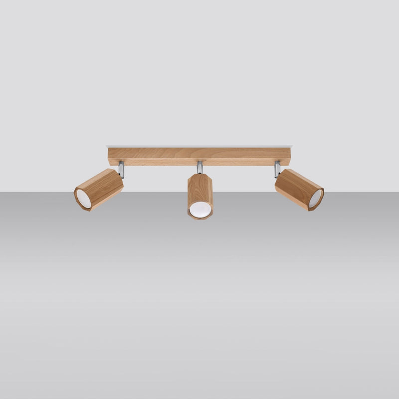 Deckenleuchte Zeke 3 Eiche Kompakte Holz-Deckenlampe Für Flur, Küche Oder Kleine Räume-Leuchtezauber