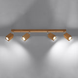 Deckenleuchte Keke 4 Eiche Moderne Holz-Deckenlampe Mit 4 E27-Fassungen Für Warmes Licht-Leuchtezauber