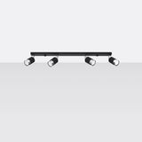 Deckenleuchte Nero 4 Schwarz Chrom Moderne 4-Flammige Spotlampe Mit Chromreflexion-Leuchtezauber