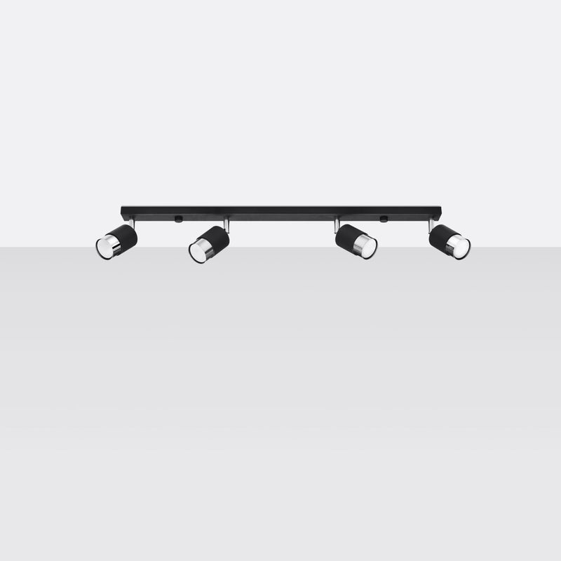 Deckenleuchte Nero 4 Schwarz Chrom Moderne 4-Flammige Spotlampe Mit Chromreflexion-Leuchtezauber