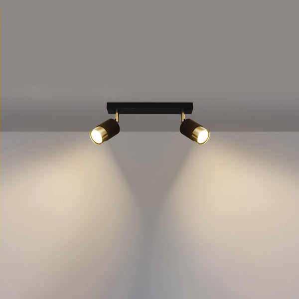Deckenleuchte Nero 2 Schwarz Gold Kompakte Spot-Deckenlampe In Schwarz Mit Goldfarbener Reflektion-Leuchtezauber