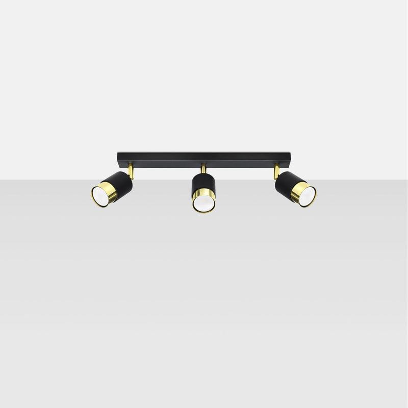 Deckenleuchte Nero 3 Schwarz Gold Dreiflammige Spot-Deckenleuchte Mit Edlem Goldakzent-Leuchtezauber