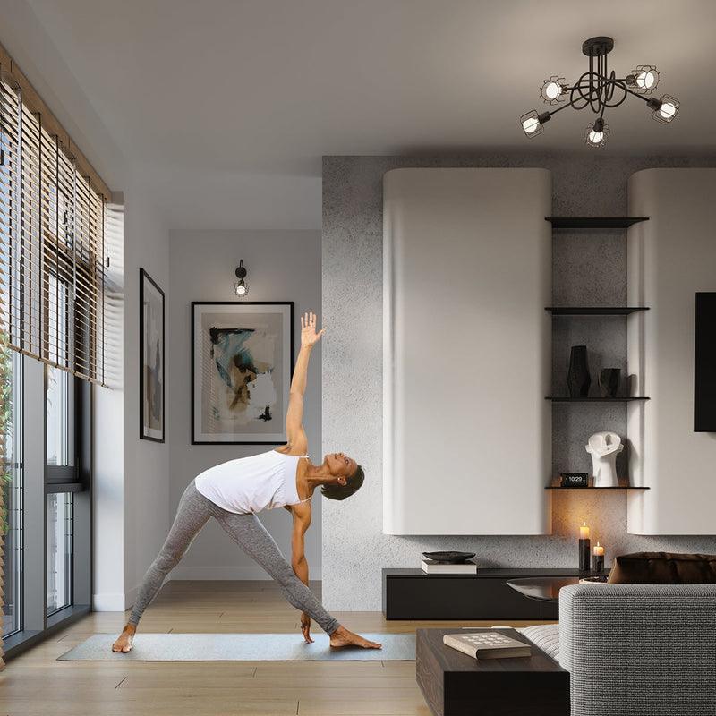 Kronleuchter Beluci 5-flammig Schwarz – Elegant & Geometrisch-Leuchtezauber