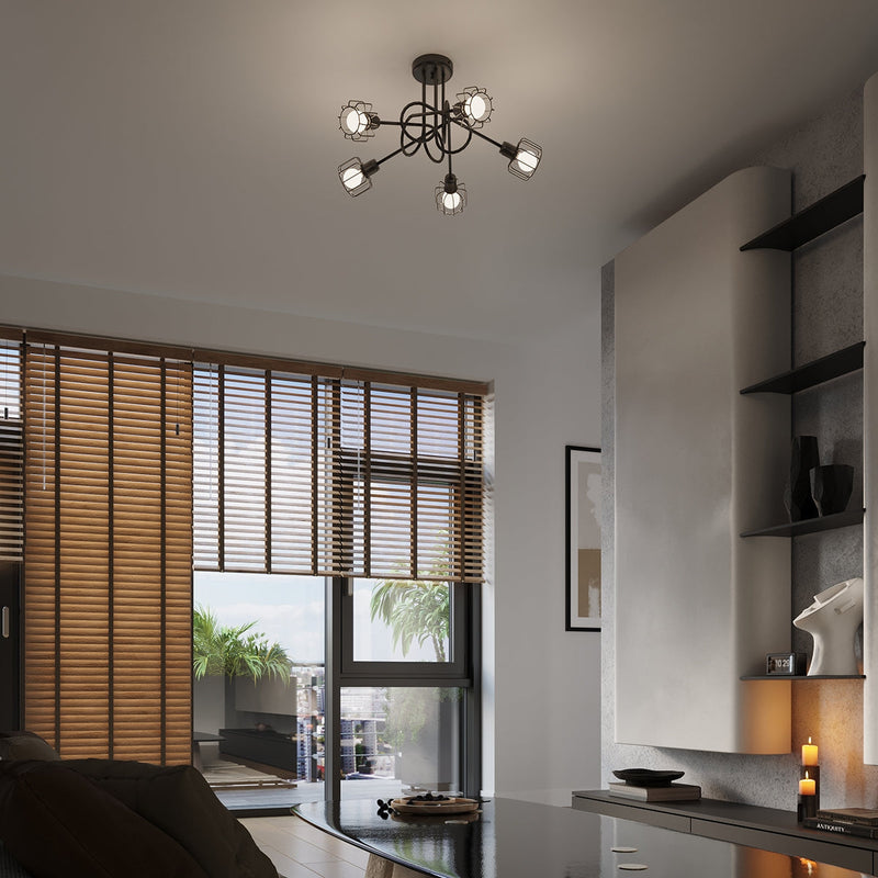 Kronleuchter Beluci 5-flammig Schwarz – Elegant & Geometrisch-Leuchtezauber