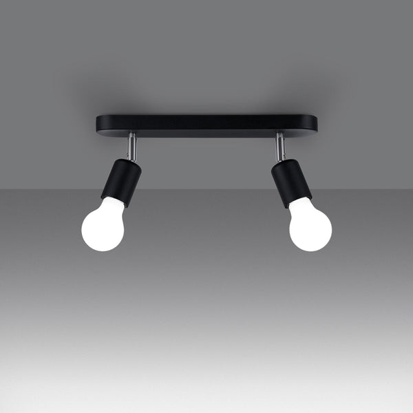 Deckenleuchte Fornes 2 Schwarz Minimalistische 2-Flammige Deckenleuchte Mit Spots-Leuchtezauber