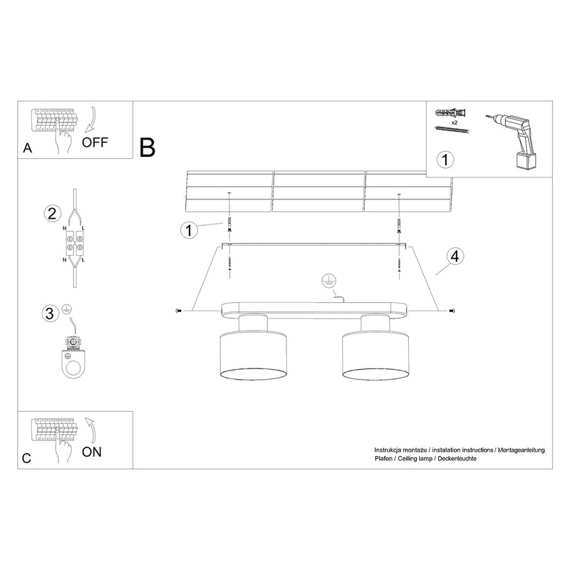 Deckenleuchte Savar 2 Schwarz Minimalistische 2-Flammige Deckenleuchte In Schwarz-Leuchtezauber