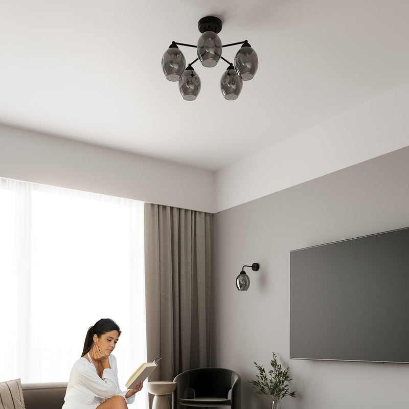 Kronleuchter Fillan 5-flammig Schwarz – Klassisch & Edel-Leuchtezauber