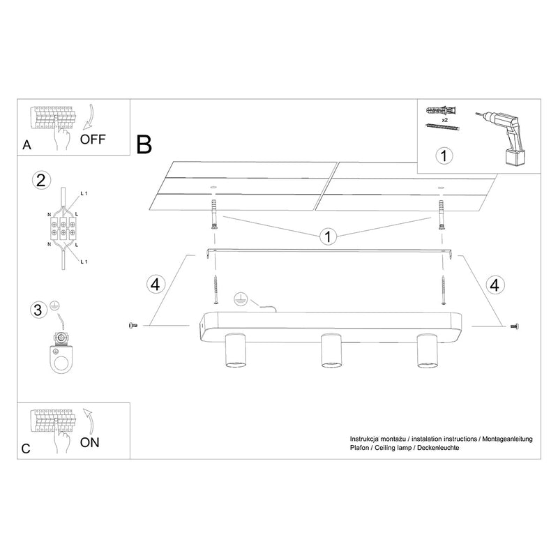 Deckenleuchte Tavo 3 Moderne 3-Flammige Spotleuchte Mit Verstellbaren Köpfen-Leuchtezauber