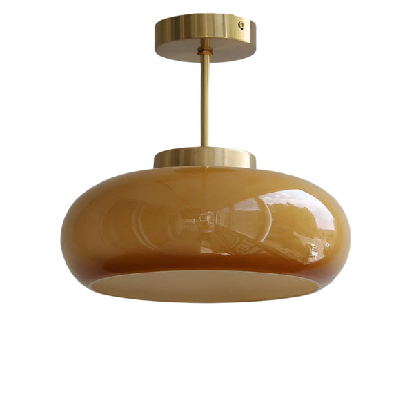Domelight™ | 11" Vintage Semi Flush Deckenleuchte mit orangefarbenem Kuppelglasschirm-Leuchtezauber
