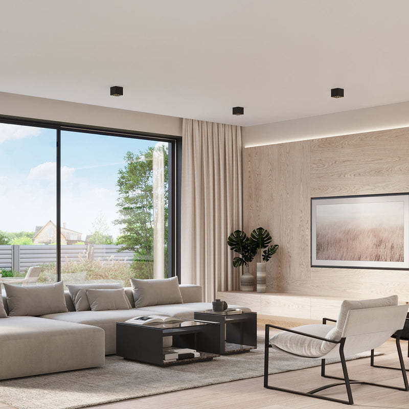 Deckenleuchte Ozzy Schwarz Led Runde Deckenlampe Mit Schwarzem Rahmen-Leuchtezauber