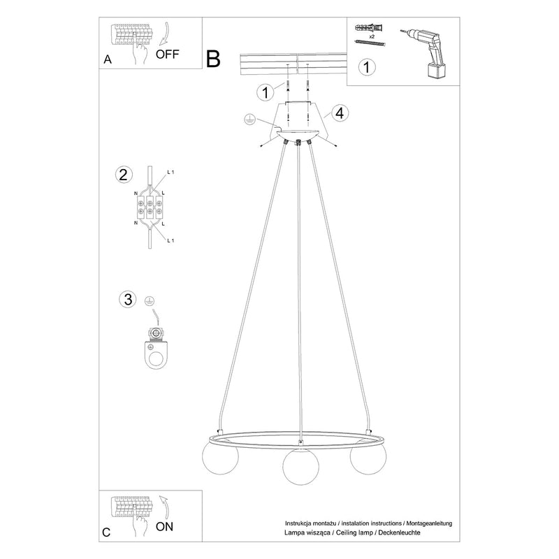 Kronleuchter YOLI 3-flammig Schwarz – Modernes Design-Leuchtezauber