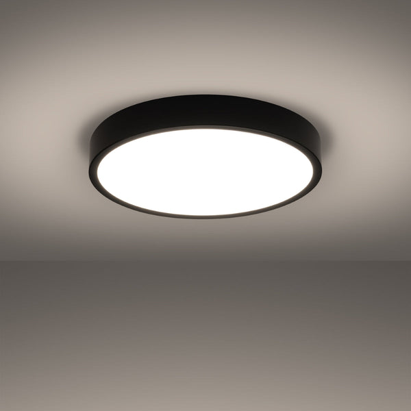 Plafond Onyx 50 Schwarz Led Flache Runde Deckenleuchte Mit Schwarzem Rahmen-Leuchtezauber