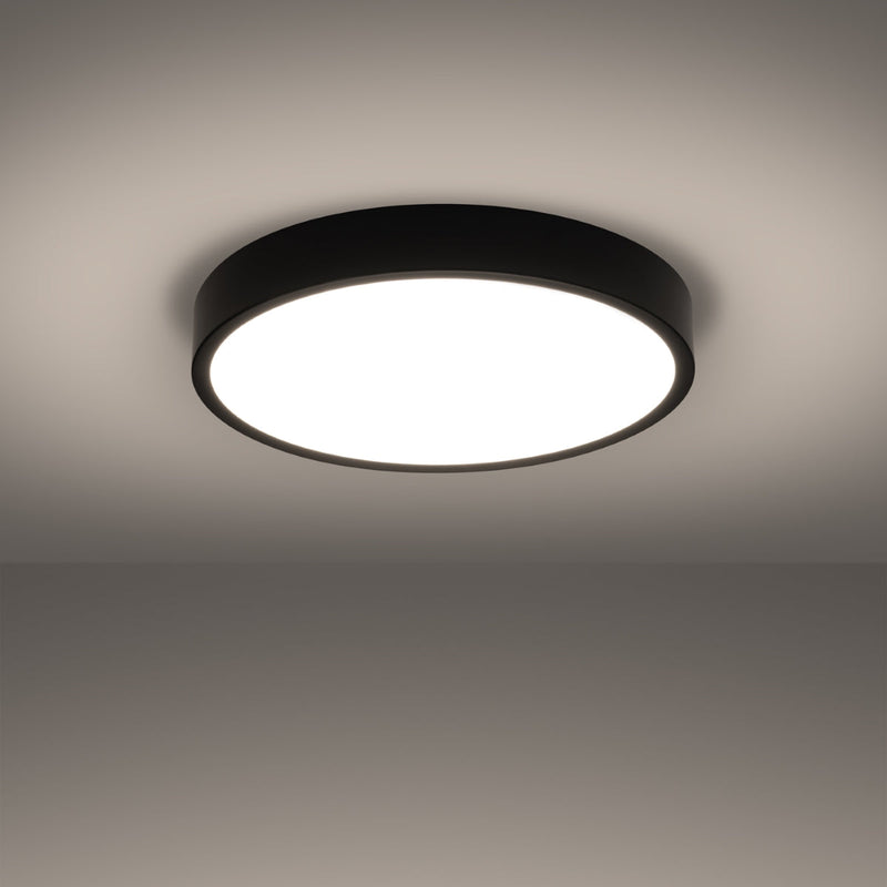 Plafond Onyx 50 Schwarz Led Flache Runde Deckenleuchte Mit Schwarzem Rahmen-Leuchtezauber