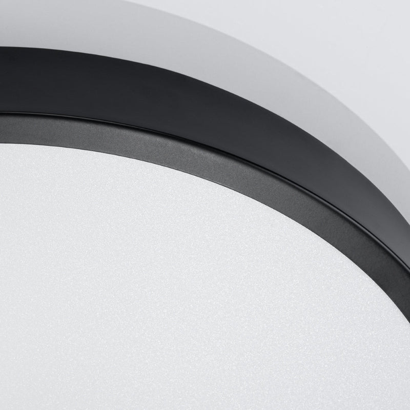 Plafond Onyx 50 Schwarz Led Flache Runde Deckenleuchte Mit Schwarzem Rahmen-Leuchtezauber