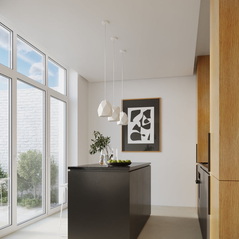 Pendelleuchte MINT Keramik Weiß – Kubistisches Design-Leuchtezauber