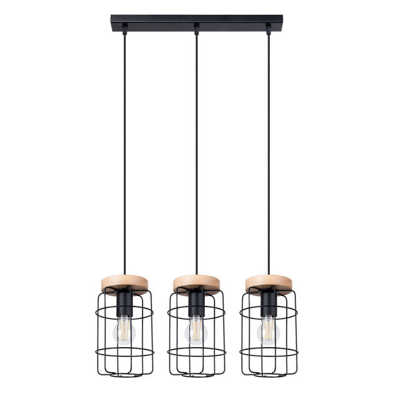 Pendelleuchte Gotto 3-flammig – Skandi Design mit Holzakzent-Leuchtezauber
