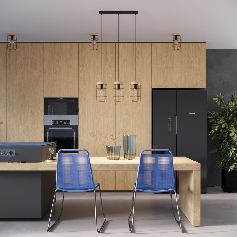 Pendelleuchte Gotto 3-flammig – Skandi Design mit Holzakzent-Leuchtezauber