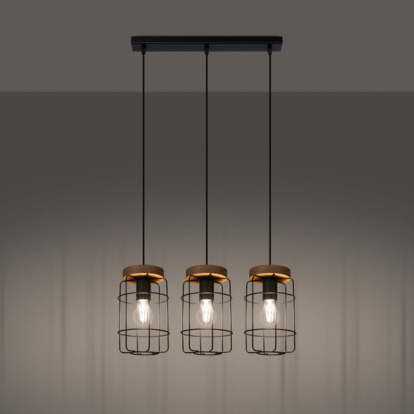 Pendelleuchte Gotto 3-flammig – Skandi Design mit Holzakzent-Leuchtezauber