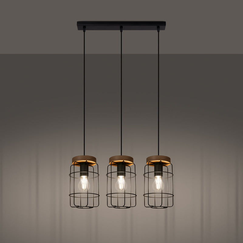 Pendelleuchte Gotto 3-flammig – Skandi Design mit Holzakzent-Leuchtezauber