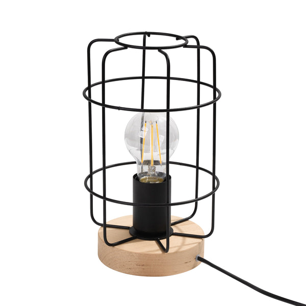 Tischlampe Gotto – Runde Tischleuchte Mit Naturholzfuß-Leuchtezauber