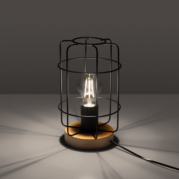Tischlampe Gotto – Runde Tischleuchte Mit Naturholzfuß-Leuchtezauber