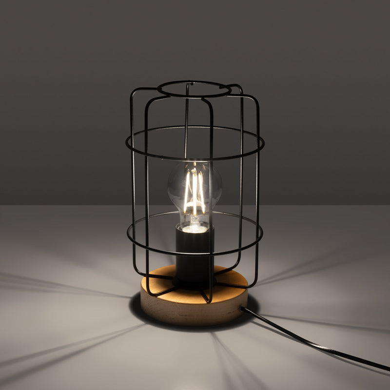 Tischlampe Gotto – Runde Tischleuchte Mit Naturholzfuß-Leuchtezauber