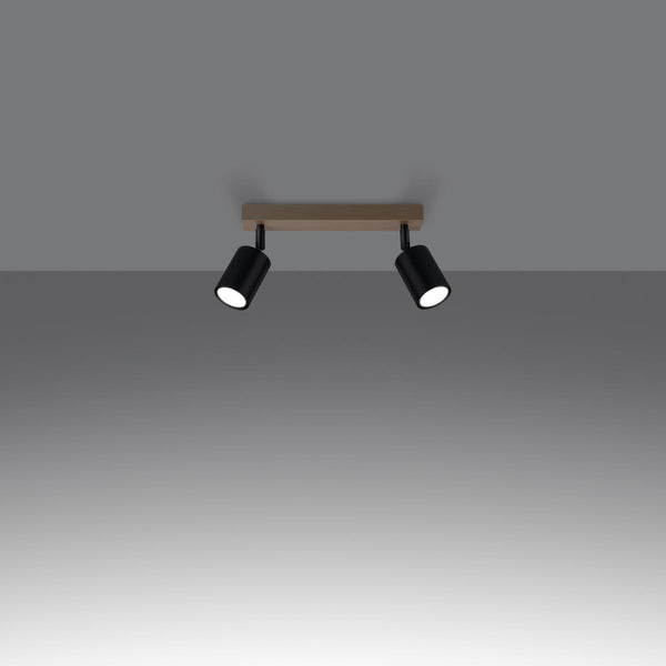 Deckenleuchte Verdo 2 Schwarz Minimalistische Schwarze 2-Flammige Deckenlampe-Leuchtezauber