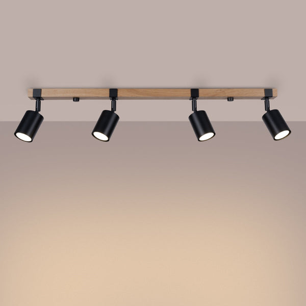 Plafond Fager 4L Schwarz Moderne 4-Flammige Deckenleuchte In Mattem Schwarz-Leuchtezauber