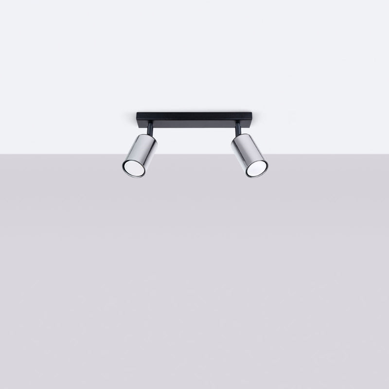 Plafond Winx 2 Schwarz Chrom Dezente 2-Flammige Lampe Mit Chromakzenten-Leuchtezauber